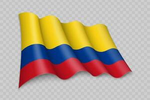 3d réaliste agitant drapeau de Colombie vecteur