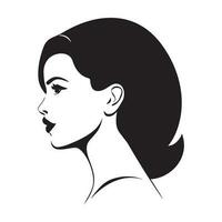 femme tête silhouette, visage et cheveux mode icône vecteur