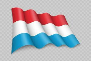 3d réaliste agitant drapeau de Luxembourg vecteur