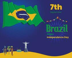 brésilien indépendance journée fête, vibrant Contexte illustrant patriotisme et culturel fierté vecteur