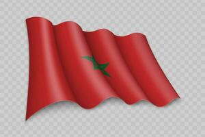 3d réaliste agitant drapeau de Maroc vecteur