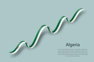 agitant un ruban ou une bannière avec le drapeau de l'algérie vecteur