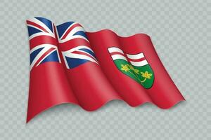 3d réaliste agitant drapeau de Ontario est une Etat de Canada vecteur