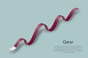 agitant un ruban ou une bannière avec le drapeau du qatar vecteur