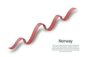 agitant un ruban ou une bannière avec le drapeau de la norvège vecteur