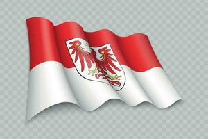 3d réaliste agitant drapeau de Brandebourg est une Etat de Allemagne vecteur