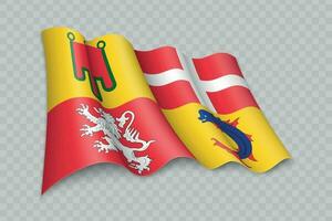 3d réaliste agitant drapeau de auvergne-rhone-alpes est une Région de France vecteur