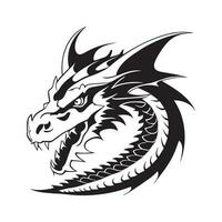 dragon tête noir et blanc vecteur icône