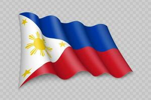 3d réaliste agitant drapeau de philippines vecteur