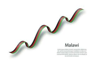 agitant un ruban ou une bannière avec le drapeau du malawi vecteur