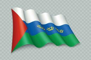 3d réaliste agitant drapeau de tyumen oblast est une Région de Russie vecteur