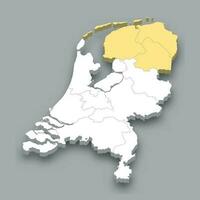 Nord Région emplacement dans Pays-Bas carte vecteur
