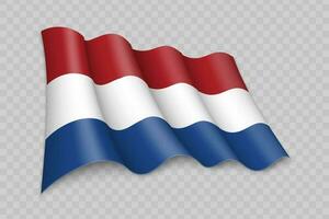 3d réaliste agitant drapeau de Pays-Bas vecteur