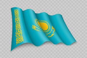 3d réaliste agitant drapeau de kazakhstan vecteur
