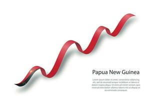 agitant un ruban ou une bannière avec le drapeau de la papouasie nouvelle guinée vecteur