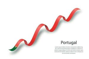 agitant un ruban ou une bannière avec le drapeau du portugal vecteur