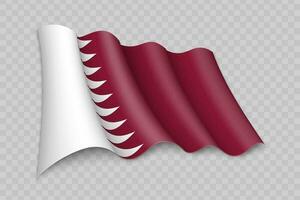 3d réaliste agitant drapeau de Qatar vecteur