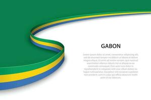 vague drapeau de Gabon avec fond Contexte. vecteur