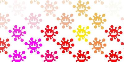 motif vectoriel jaune rose clair avec des éléments de coronavirus