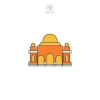 temple icône vecteur illustre une stylisé endroit de culte, signifiant religion, spiritualité, prière, foi, et diverse culturel traditions