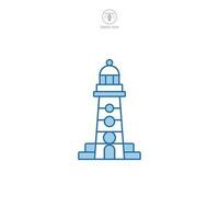 phare icône vecteur spectacles une stylisé balise, signifiant la navigation, sécurité, maritime conseils, littoral, et mer exploration
