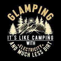 glamping c'est comme camping avec électricité et beaucoup Moins saleté vecteur