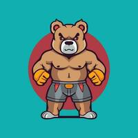 vecteur mma ours combattant personnage mascotte logo style