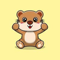 vecteur loutre séance mignonne Créatif kawaii dessin animé mascotte logo