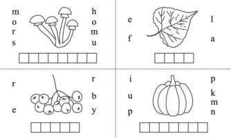 ensemble de mots puzzle. éducatif Jeu pour enfants. coloration livre pour les enfants vecteur