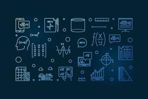 je l'amour mathématiques vecteur mince ligne horizontal bleu bannière. math concept linéaire illustration