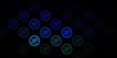 toile de fond de vecteur multicolore sombre avec symboles de virus