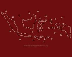 Indonésie indépendance journée Indonésie carte ligne art vecteur