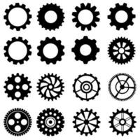 ensemble de vecteurs d'icônes d'engrenage. collection de signes d'illustration d'horlogerie. symbole mécanique. vecteur