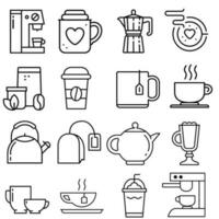 chaud les boissons vecteur icône ensemble. café illustration signe collection. thé symbole.