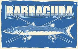 barracuda pêche affiche concept pour impression vecteur