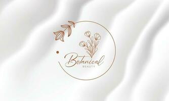 logo dessiné à la main d'élément floral botanique avec fleur et feuilles sauvages. logo pour spa et salon de beauté, boutique, magasin bio, mariage, designer floral, intérieur, photographie, cosmétique. vecteur