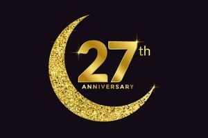 vingt Sept ans anniversaire fête d'or emblème dans noir Contexte. nombre 27 luxe style bannière isolé vecteur. vecteur
