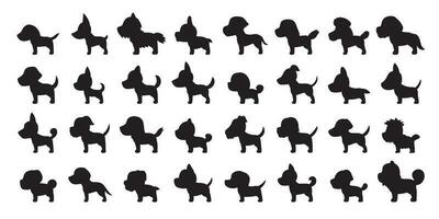 vecteur dessin animé silhouette chiens de divers races côté vue