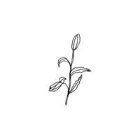 floral agrafe art. lilly fleur noir encre élément vecteur