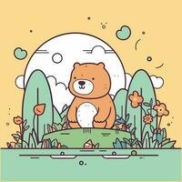 une charmant et adorable kawaii ours illustration, parfait pour utilisation dans enfants livres, sites Internet, ou comme une mignonne mascotte pour tout marque ou produire vecteur