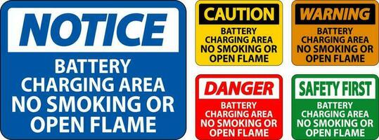 danger signe batterie mise en charge zone, non fumeur ou ouvert flamme vecteur