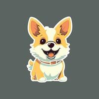 autocollant de corgi sur gris Contexte vecteur