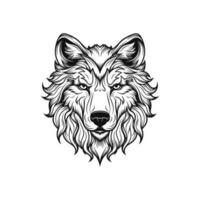 Loup tête icône logo plat conception vecteur. noir Loup tête vecteur