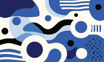 abstrait Contexte avec formes et abstrait Contexte vecteur, dans le style de blanc et marine, abstraction-création, bleu et noir, rayures et formes, memphis conception, arrondi formes vecteur