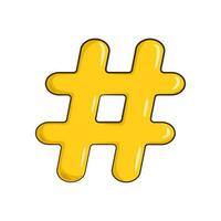 Jaune hashtag symbole. dessin animé vecteur