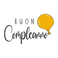 content anniversaire caractères dans italien - buon complètement non - avec Orange ballon vecteur