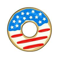 4e de juillet. indépendance jour, nationale Donut journée. Donut dans couleurs de Etats-Unis drapeau vecteur