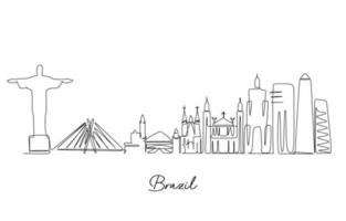 Brésil ville ligne d'horizon, main tiré illustration, vecteur conception pour Voyage et tourisme destination.