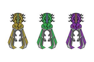 Couleur collection de cerf scarabée mascotte illustration avec robotique concept. jaune, vert et violet. utilisé pour jeu logo, autocollant, sport logo et T-shirt conception vecteur