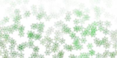 texture de griffonnage de vecteur vert clair avec des fleurs